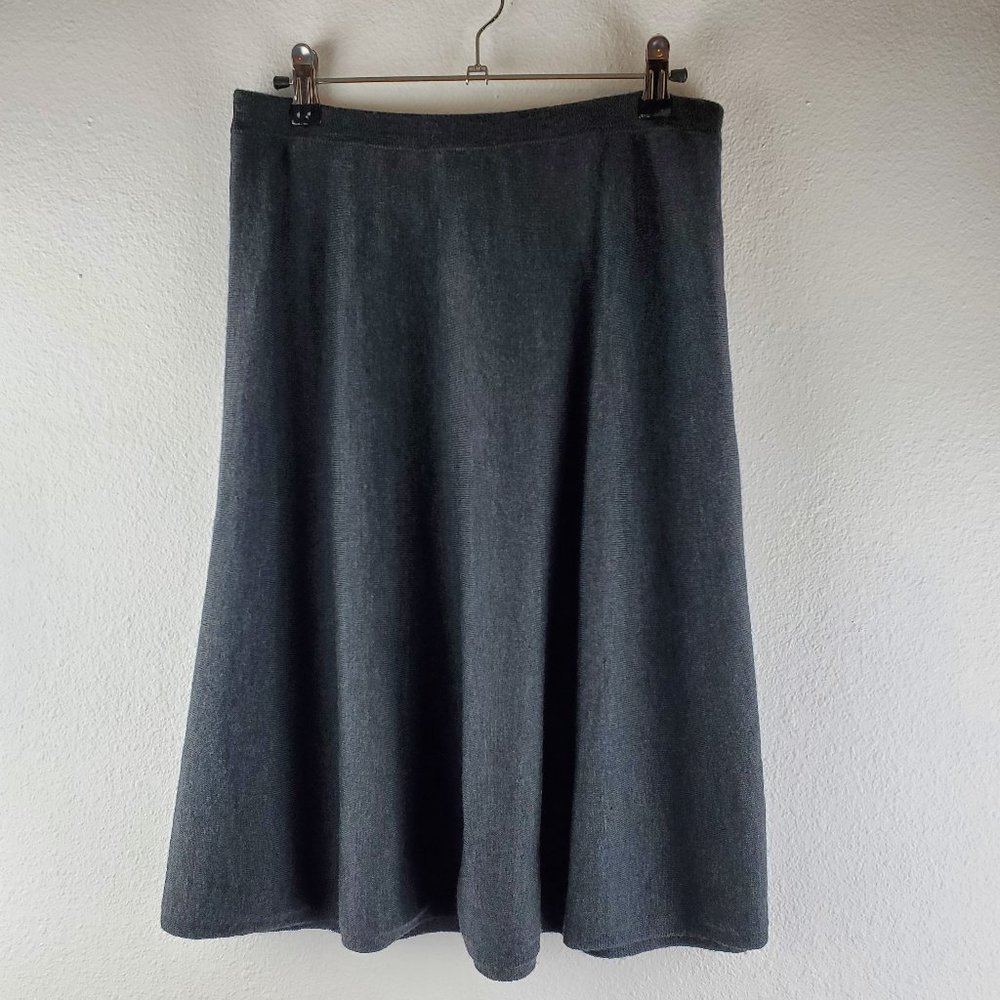 Eileen Fisher grey skirt merino knit XS / TP minimalist laggenlook luxury
